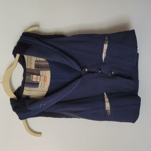 XS Free People hooded navy cropped vest